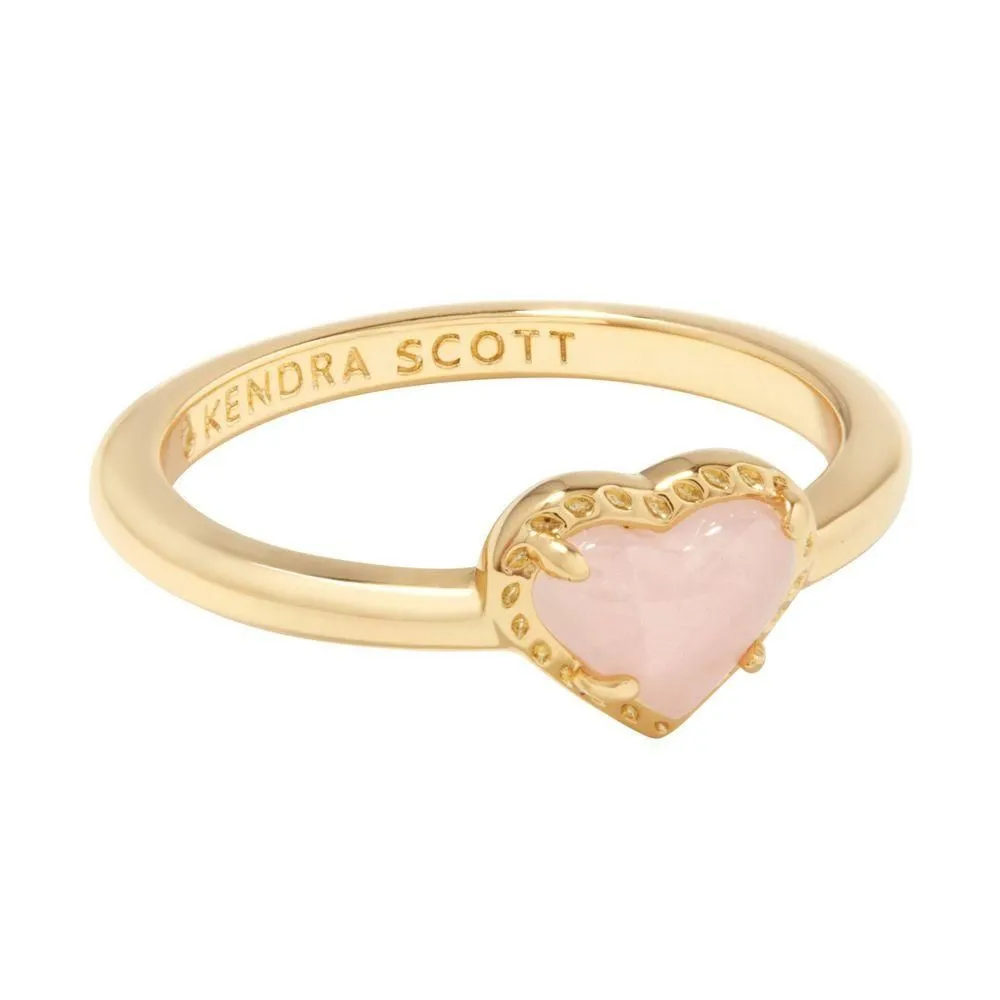 New - Size: 7 - Kendra Scott Anna 14K Gold Over Brass Band Ring - Rose Quartz