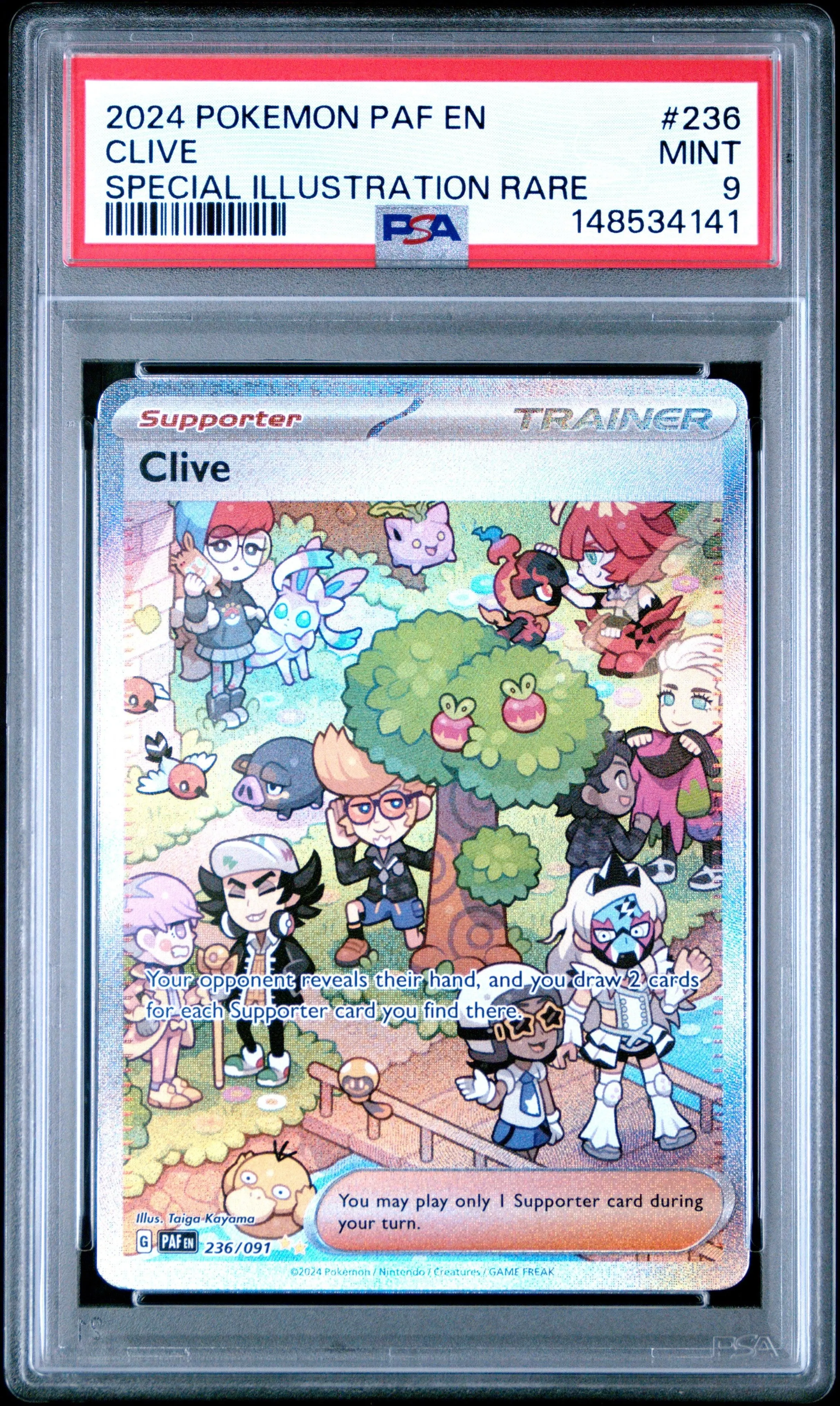 Clive 236/091 Special Illustration Rare Paf En-Paldean Fates Pokemon PSA 9