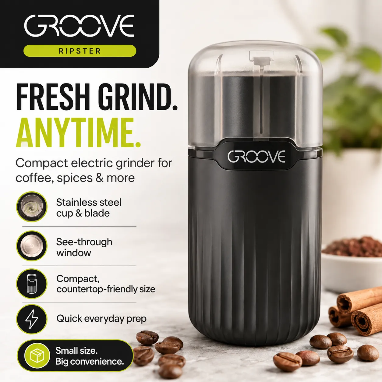 Groove Ripster Coffee and Spice Grinder