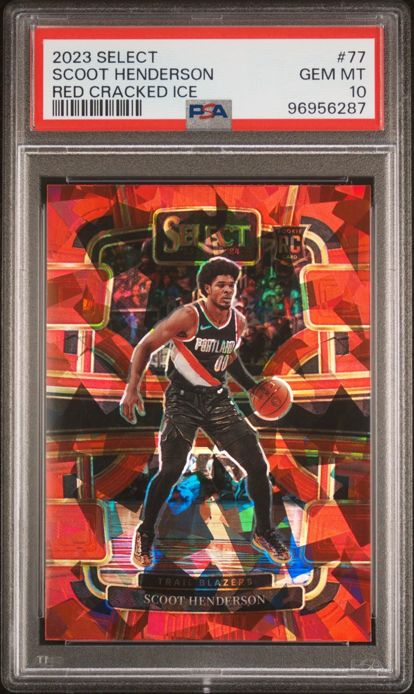 2023 Panini Select Red Cracked Ice Scoot Henderson 10 PSA #77