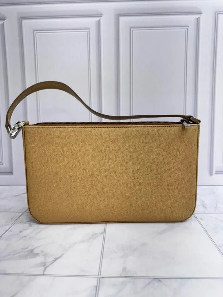 LIKE NEW - Burberry Beige Saffiano Leather Shoulder Bag