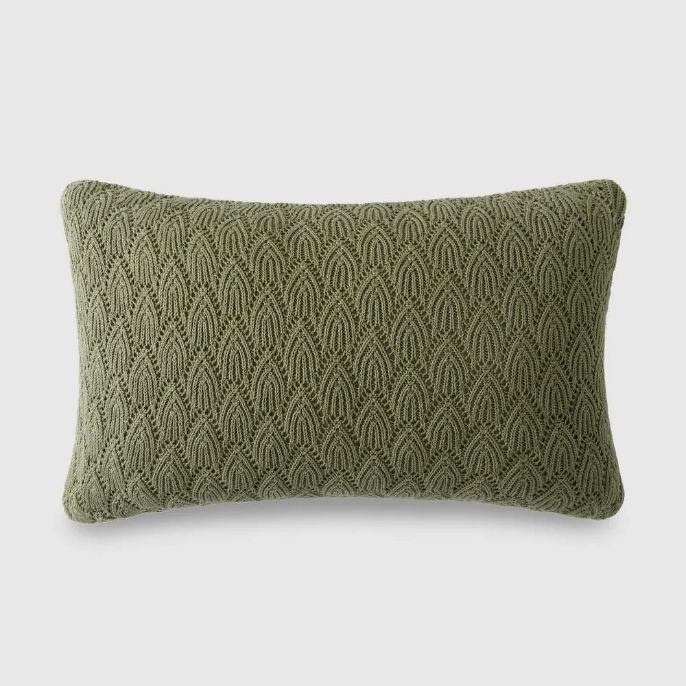 New without box - 20"x12" Jeremiah Brent Home Pointelle Lumbar Accent Pillow Olive Green
