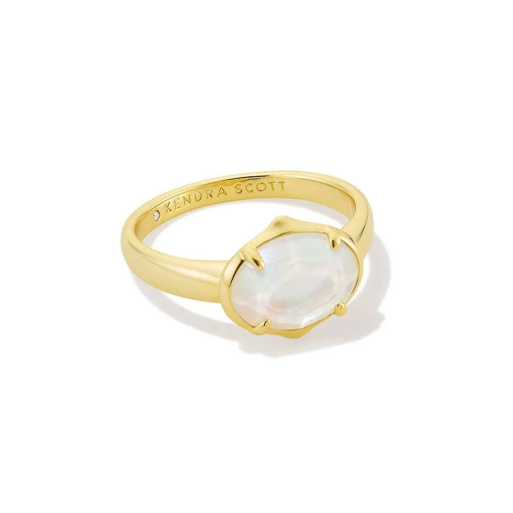 New - Kendra Scott Henley Band Ring - Ivory/Gold Size 8