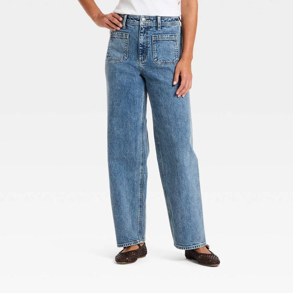 New without Tags - Women's Highest-Rise Sailor Straight Jeans - Universal Thread Medium Wash 10
