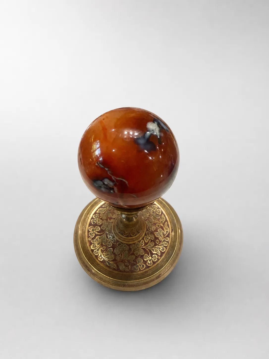 Carnelian Agate Polished Sphere — Natural Crystal Ball, 60mm, 0.39 lb (Stand Not Included)
