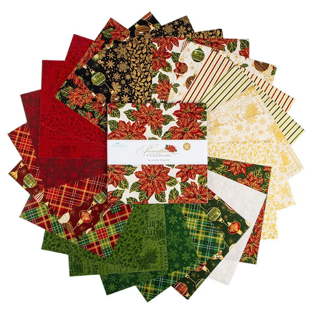 Poinsettias at Christmas 10" Stacker Layer Cake 10­-17630­-42 Jennifer Bosworth Riley Blake