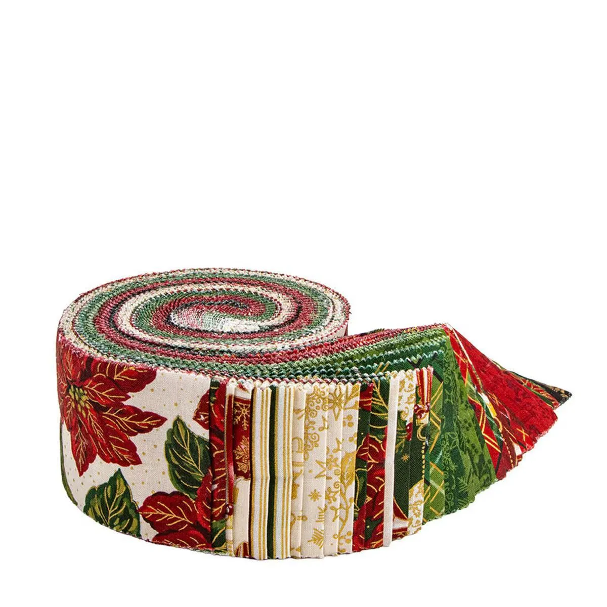 Poinsettias at Christmas 2.5" Rolie Polie Jelly Roll RP­-17630­-40 Jennifer Bosworth Riley Blake