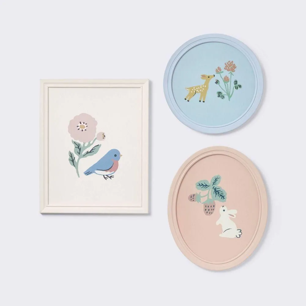 New without box - 3pk Story Book Floral Framed Wall Art - Cloud Island