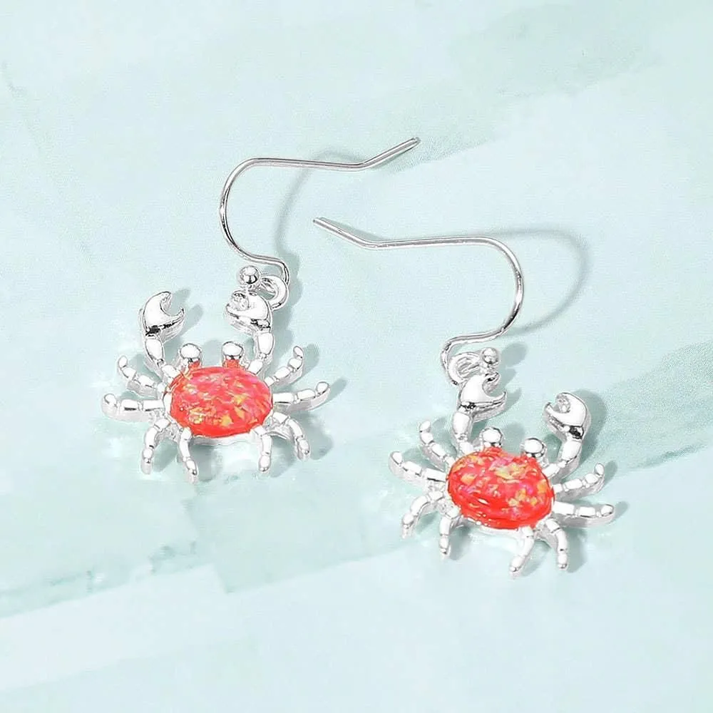 J20. Crab Charm Drop Dangle Earrings