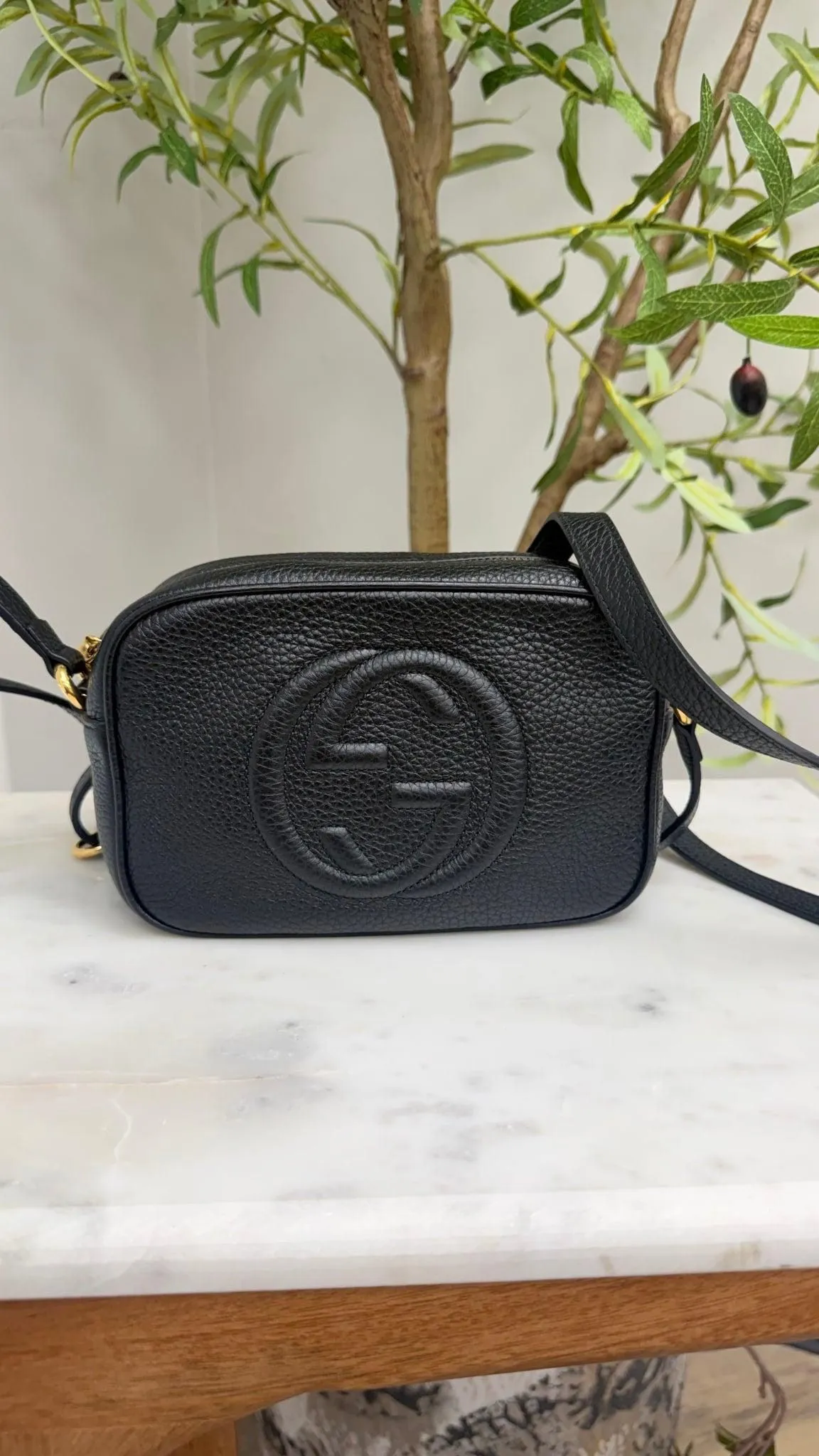 LIKE NEW - Gucci Black Grained Leather Mini Disco Soho Crossbody