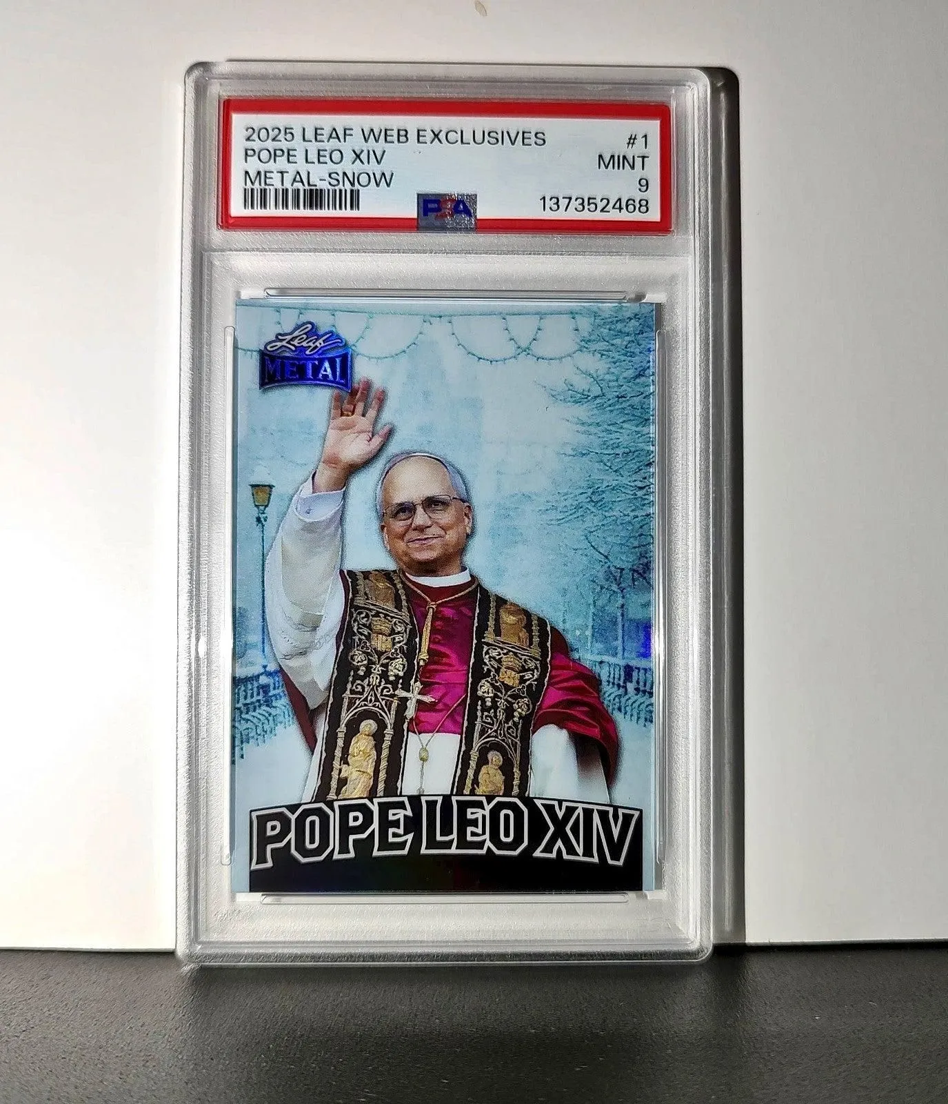 2025 Leaf Metal Pope Leo XIV 33/583 #1 Snow Variant PSA 9 Mint