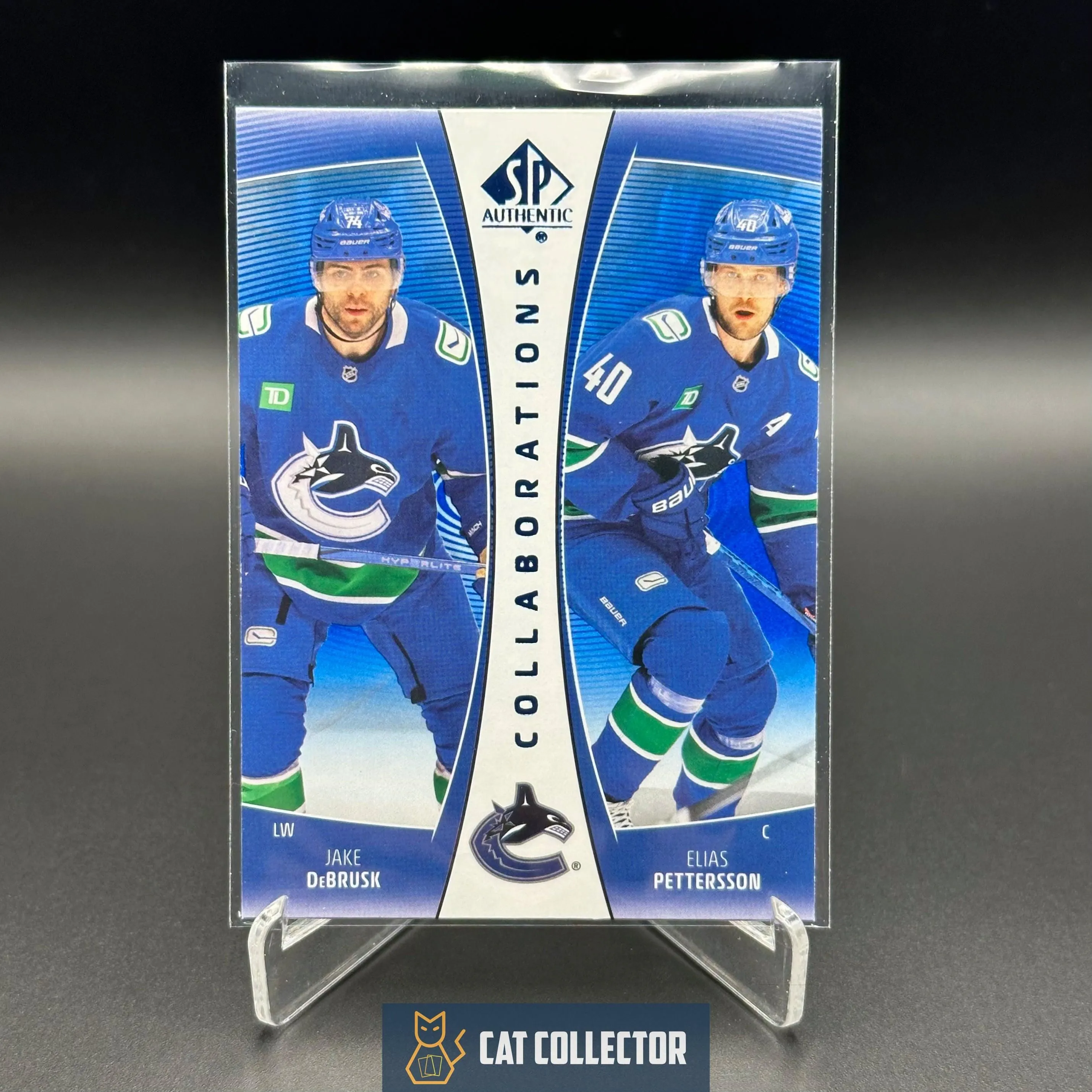 2025-26 UD SP Authentic JAKE DEBRUSK / ELIAS PETTERSSON #CLB-22 Collaborations Blue