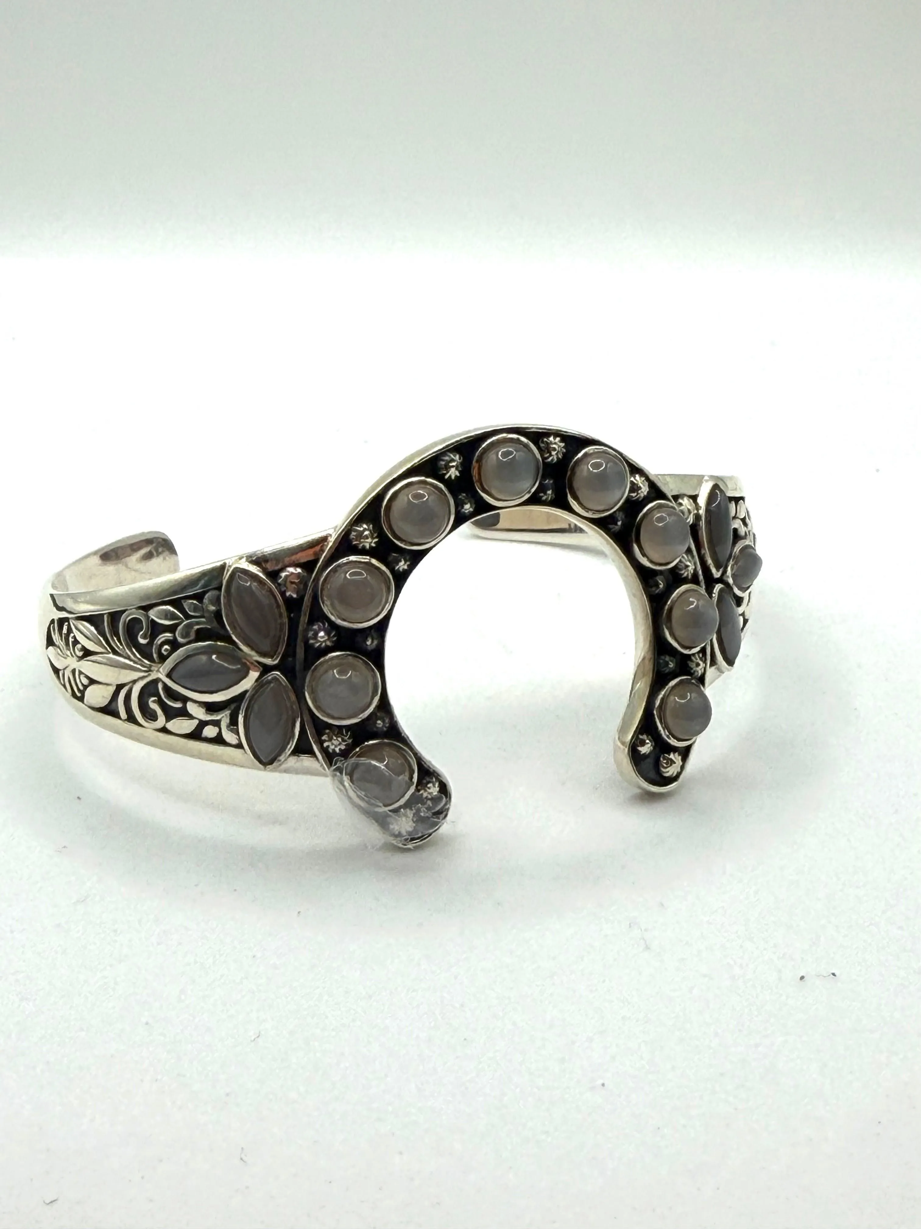 CHOCOLATE MOONSTONE HORSESHOE SS ADJUSTABLE CUFF (TC 2)