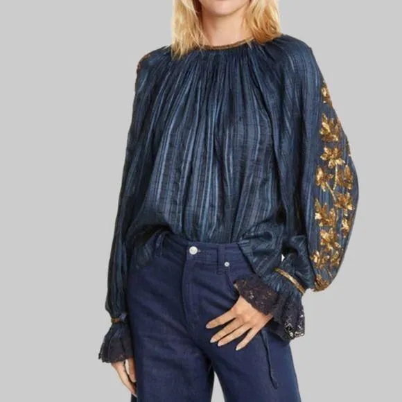 Product image for ULLA JOHNSON Marguerite blouse 8 very embellished
