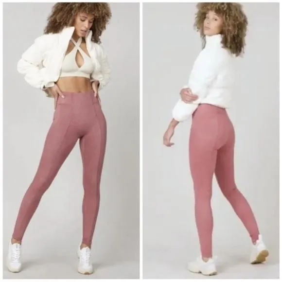 Product image for Spanx High Waist Faux Suede Leggings in Rich Rose Pink Tall