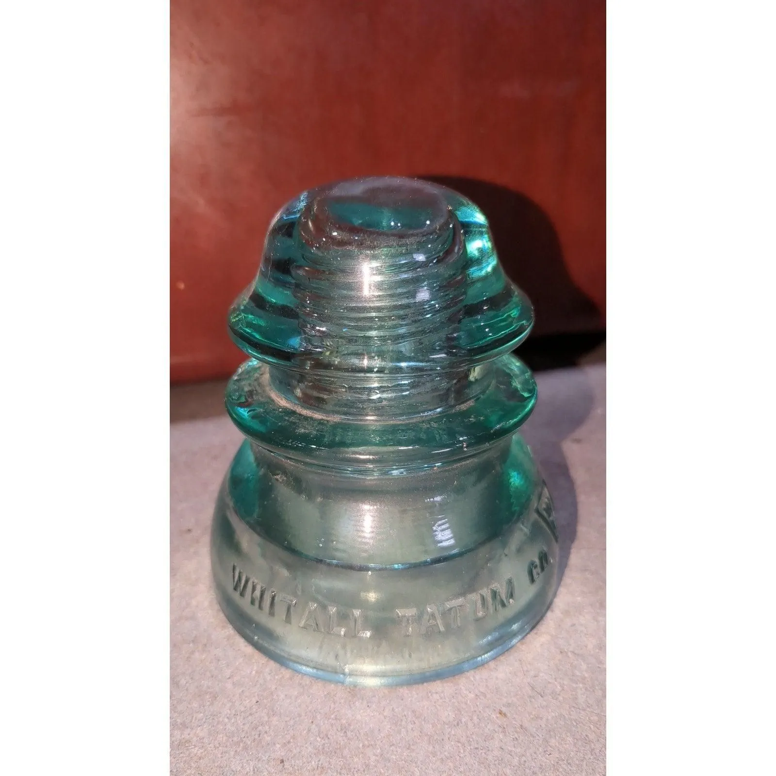 Vintage Insulator Whitall Tatum Co #1 Teal Blue Glass wh7