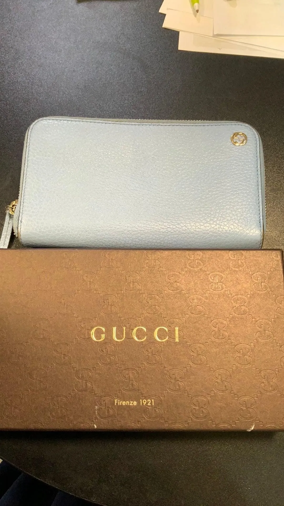 Gucci GG Zip Around Wallet Blue
