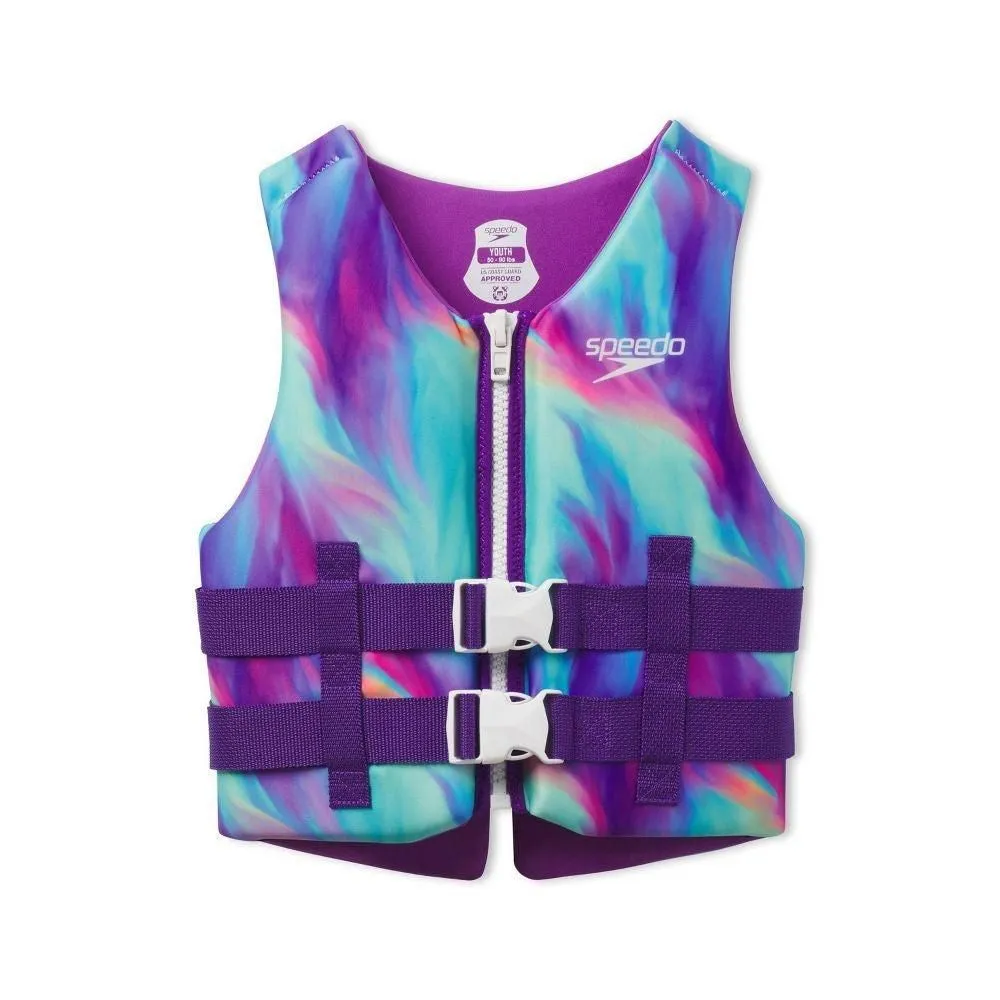 Open-box - Speedo Youth Swimming Life Jacket Vest PFD USCG 8-14YR Watercolor Junior