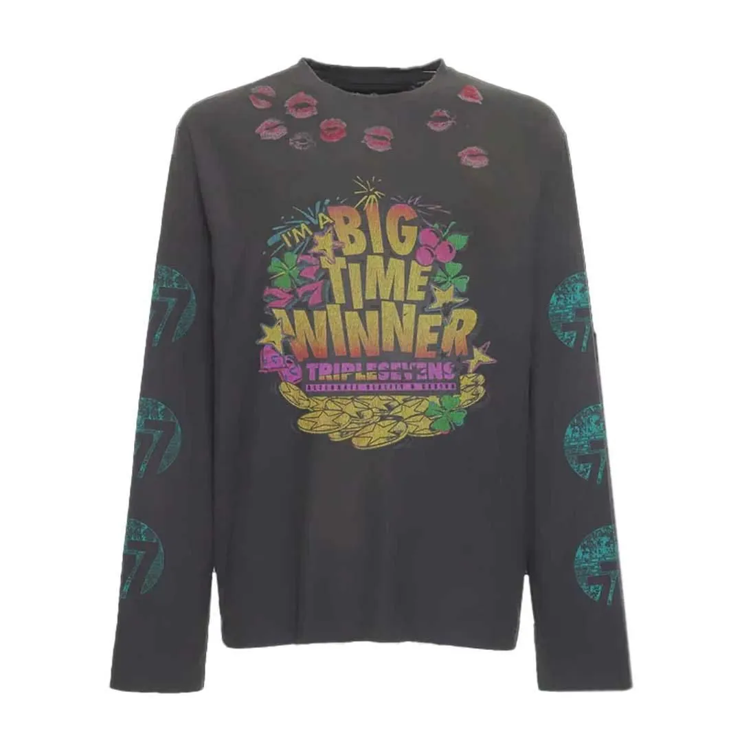 Triple Sevens Lucky Kiss Long Sleeve Tee Faded Black
