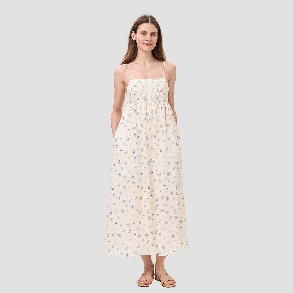New without Tags - Women's Romantic Lace Bodice Maxi Dress - Universal Thread Ivory Floral XXL