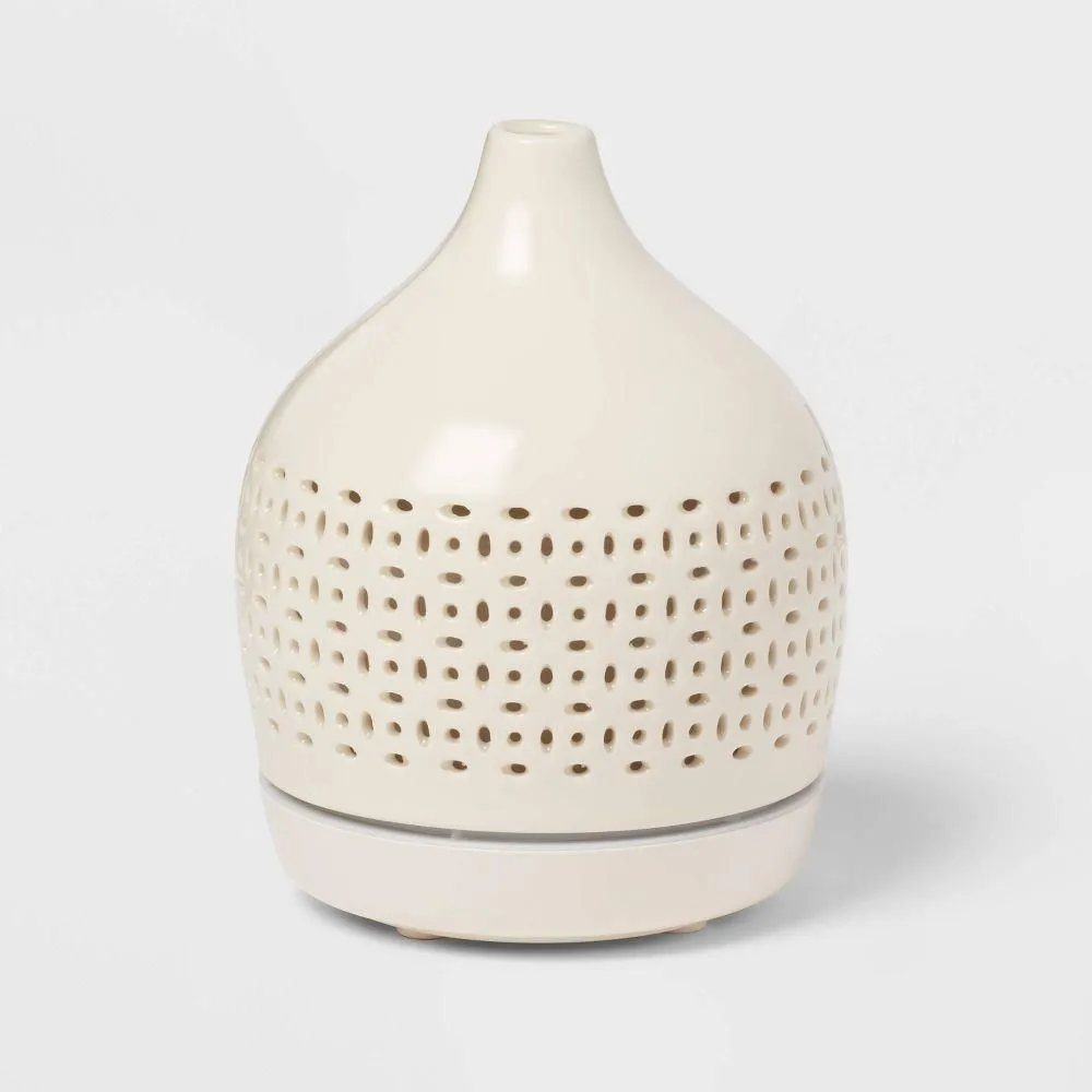 Brand New - Threshold White Ceramic Diffuser Electric Aromatherapy w/ Cutout Design 300ml