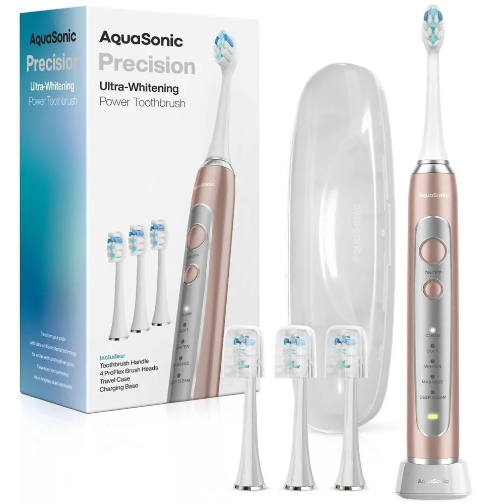 Open-box - Aquasonic Precision Rechargeable Electric Toothbrush with 4 Brush Heads and
