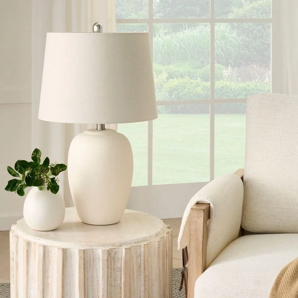 New without box - 23" Off-White Natural Ceramic Urn Table Lamp - Nourison