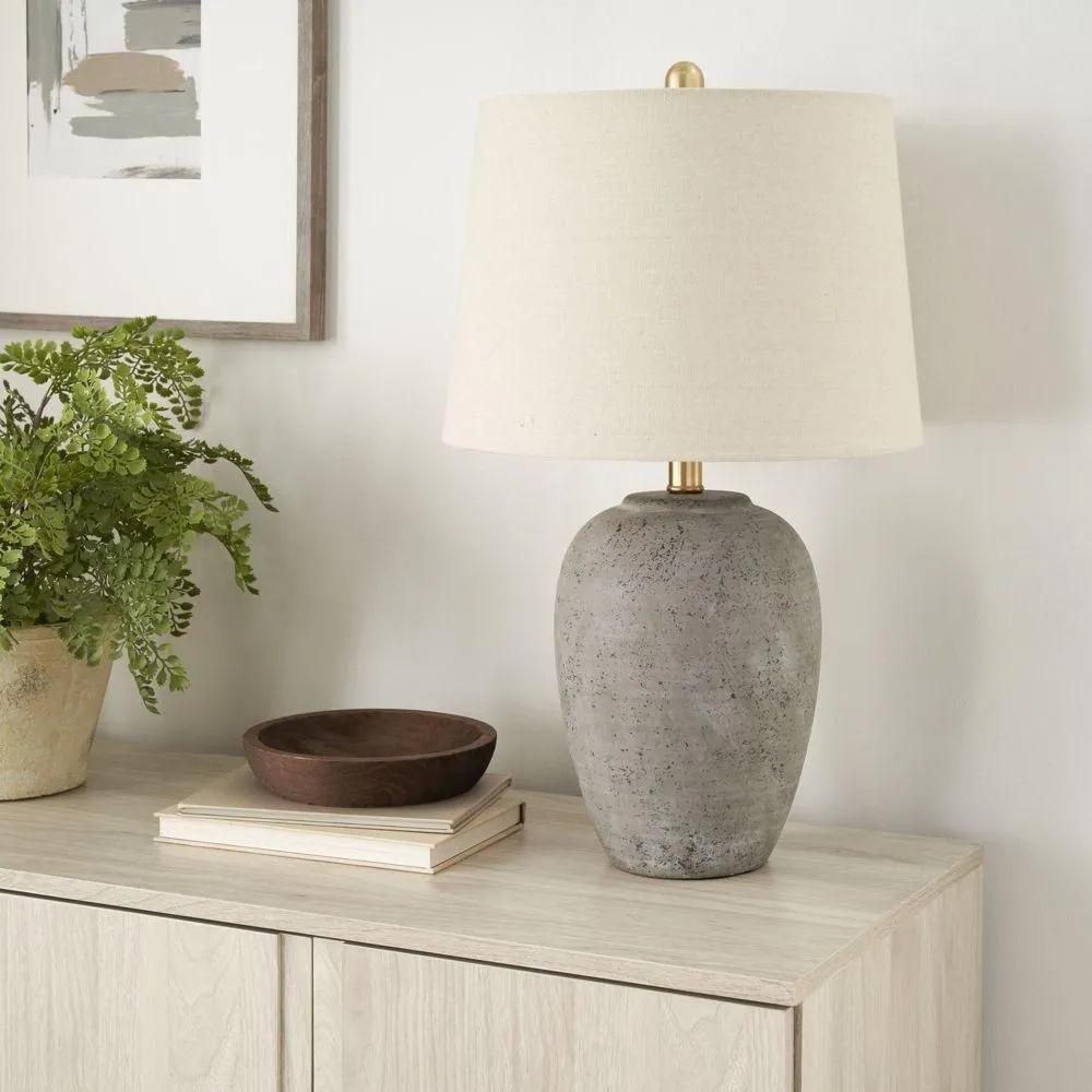 New without box - 23" Brown Unglazed Ceramic Urn Table Lamp - Nourison