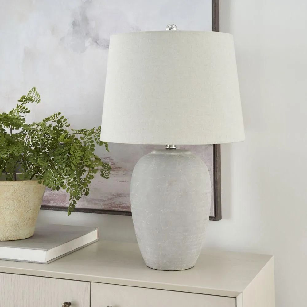 New without box - 23" Gray Unglazed Ceramic Urn Table Lamp - Nourison