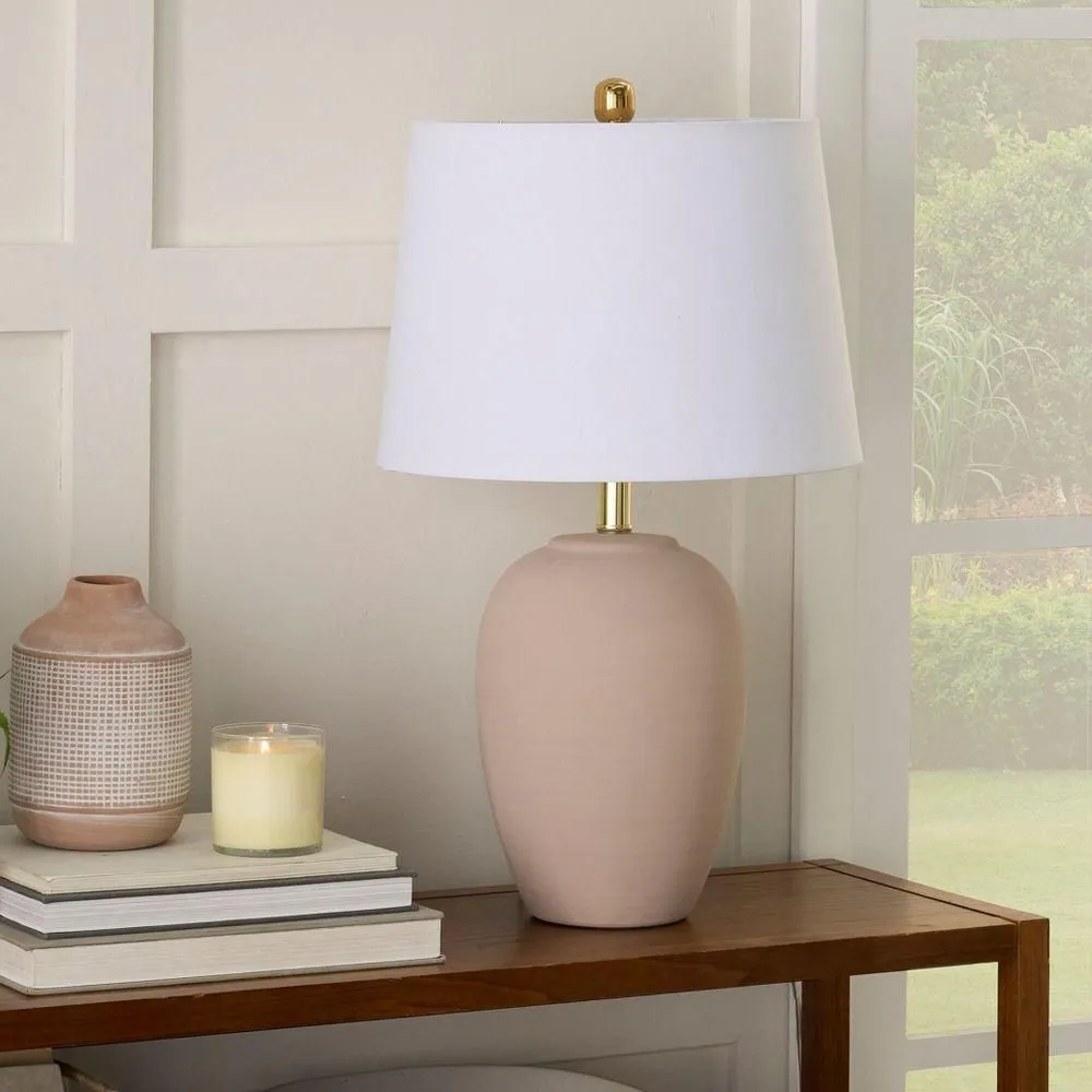 New without box - 23" Blush Pink Ceramic Urn Table Lamp - Nourison