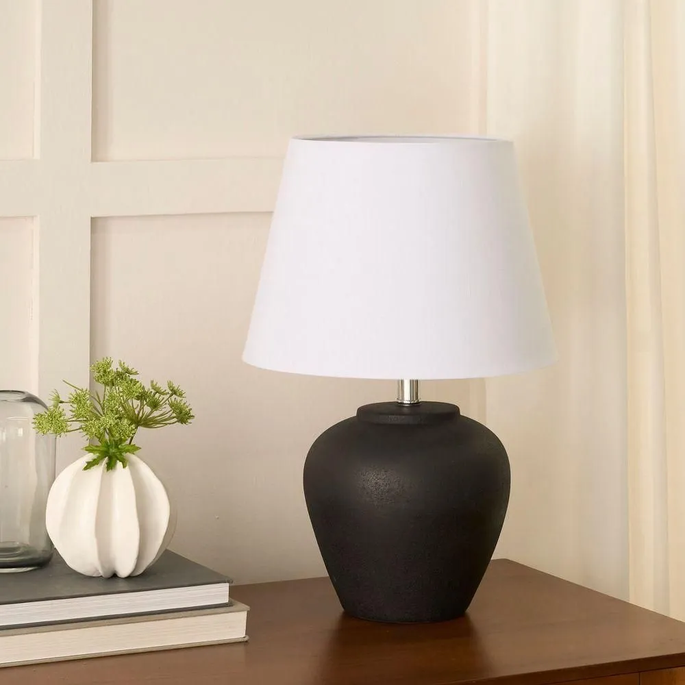 New without box - Size: 5.5 - Nourison 20" Black Ceramic Pot Table Lamp
