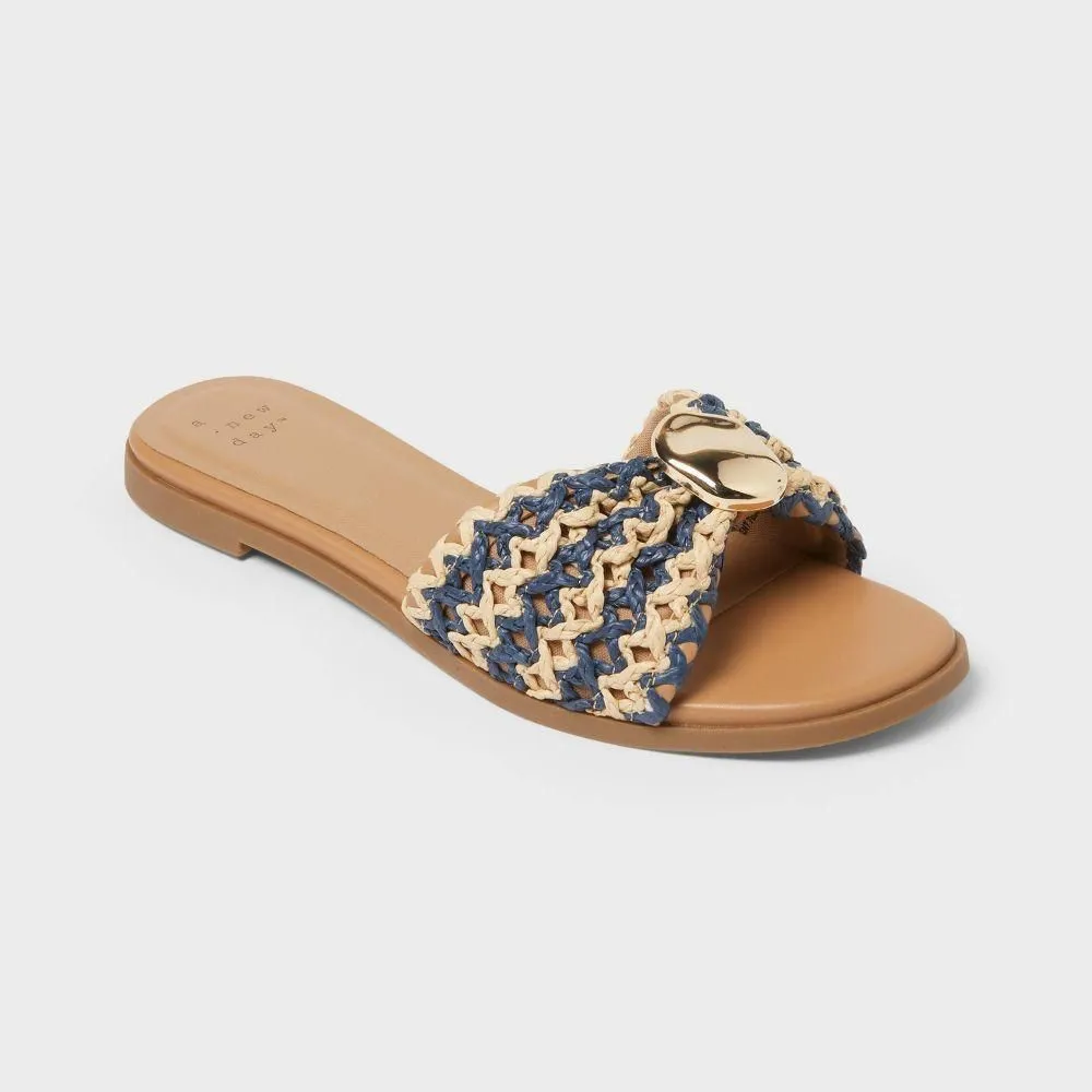 New without Tags - Size: 8 - Women’s Kalina Sandals with Memory Foam Insole - A New Day Blue