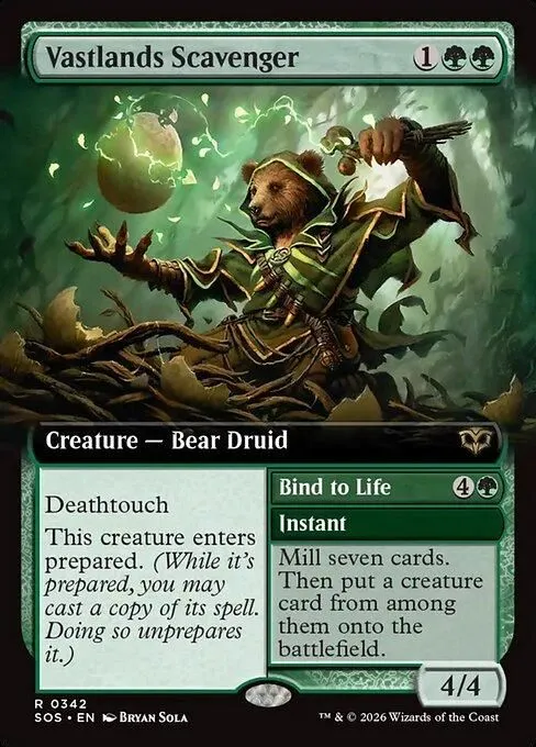 SOS, Vastlands Scavenger // Bind to Life, (Extended Art), 342, R, Near Mint, (Foil), EN