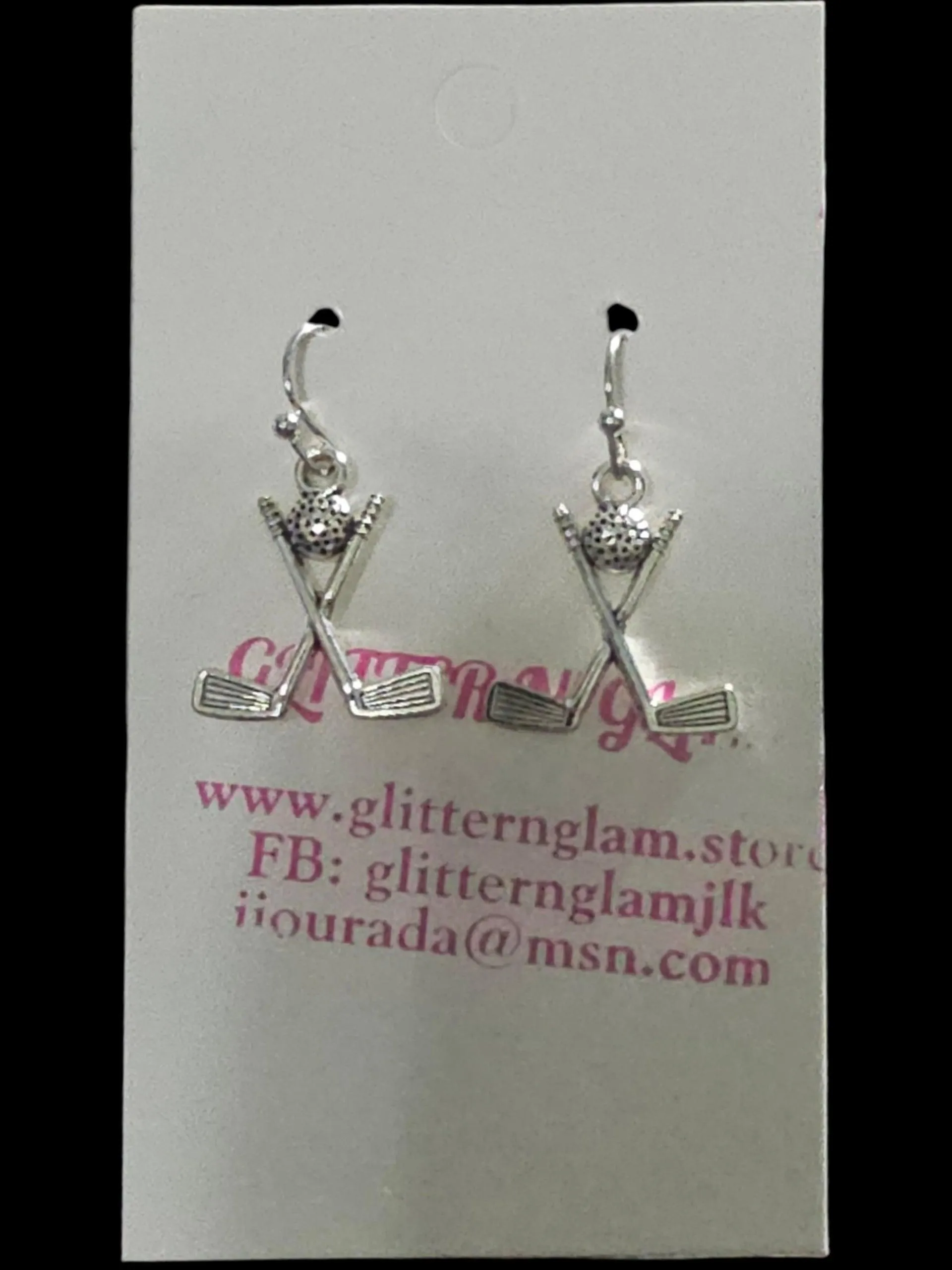 2953 Silver Golf Dangle Earrings