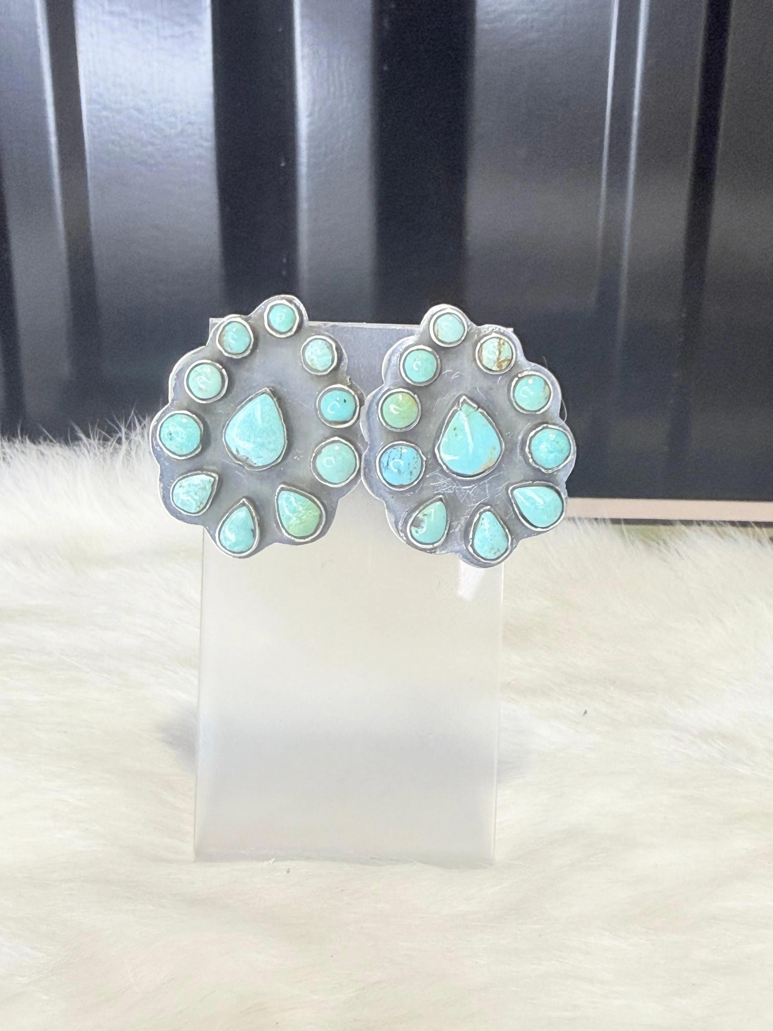 Federico Jimenez Turquoise Inverted Drop Cluster Earrings