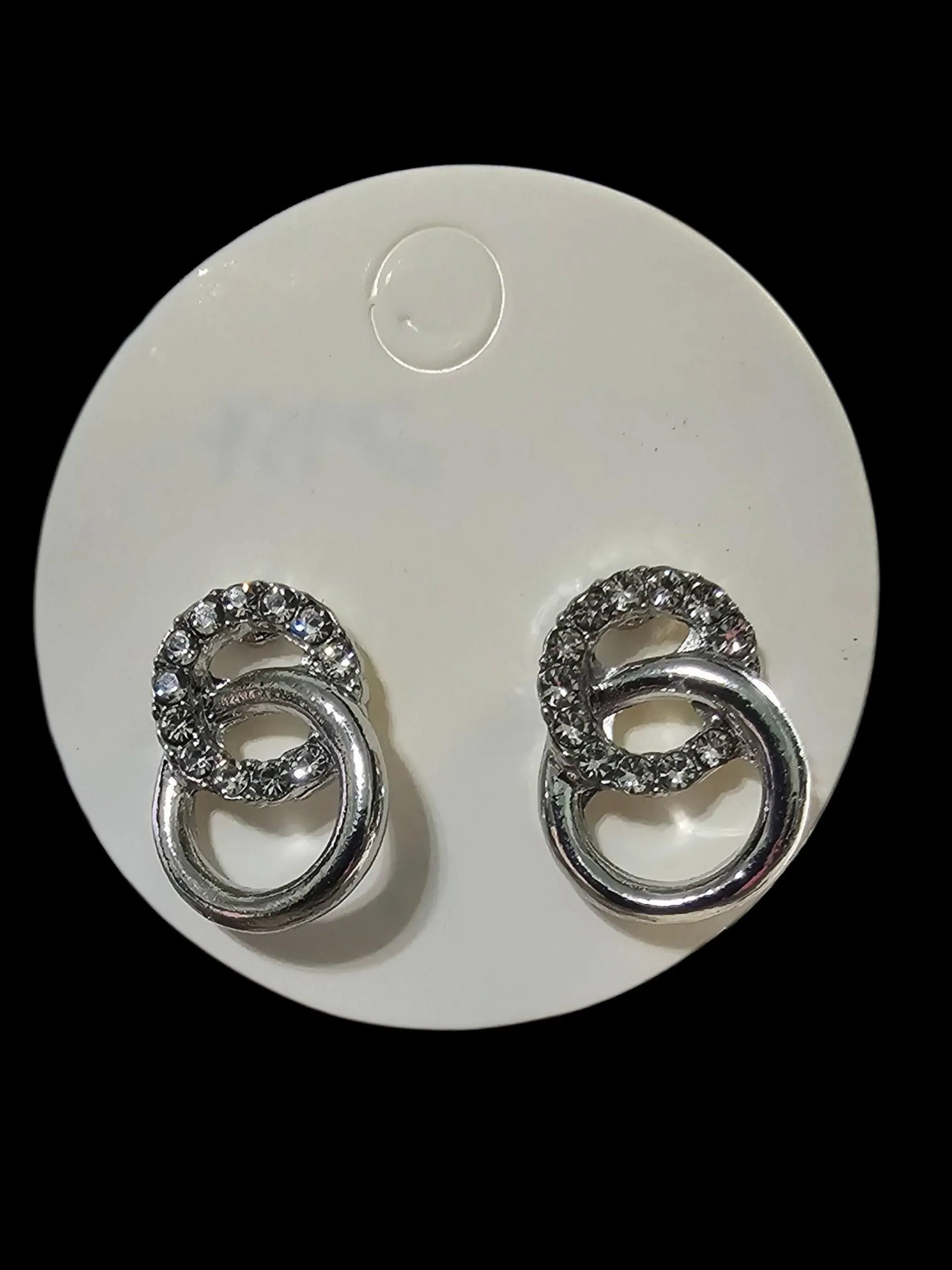 2954 Silver Double Circle with Bling Earrings