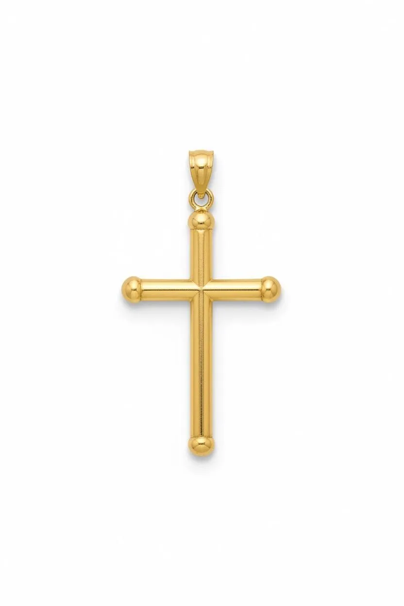 10K Yellow Gold Cross Pendant – Classic Faith Religious Necklace Charm