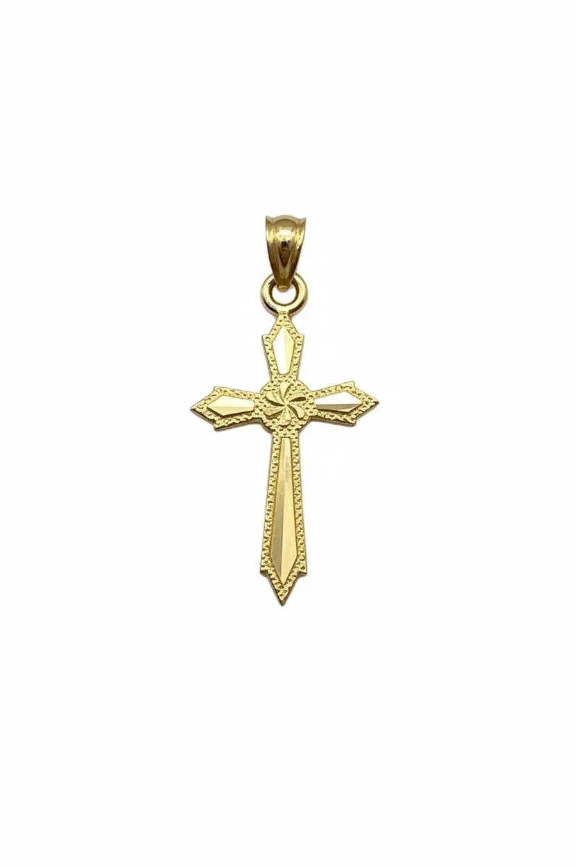 10K Yellow Gold Cross Pendant – Classic Faith Religious Necklace Charm