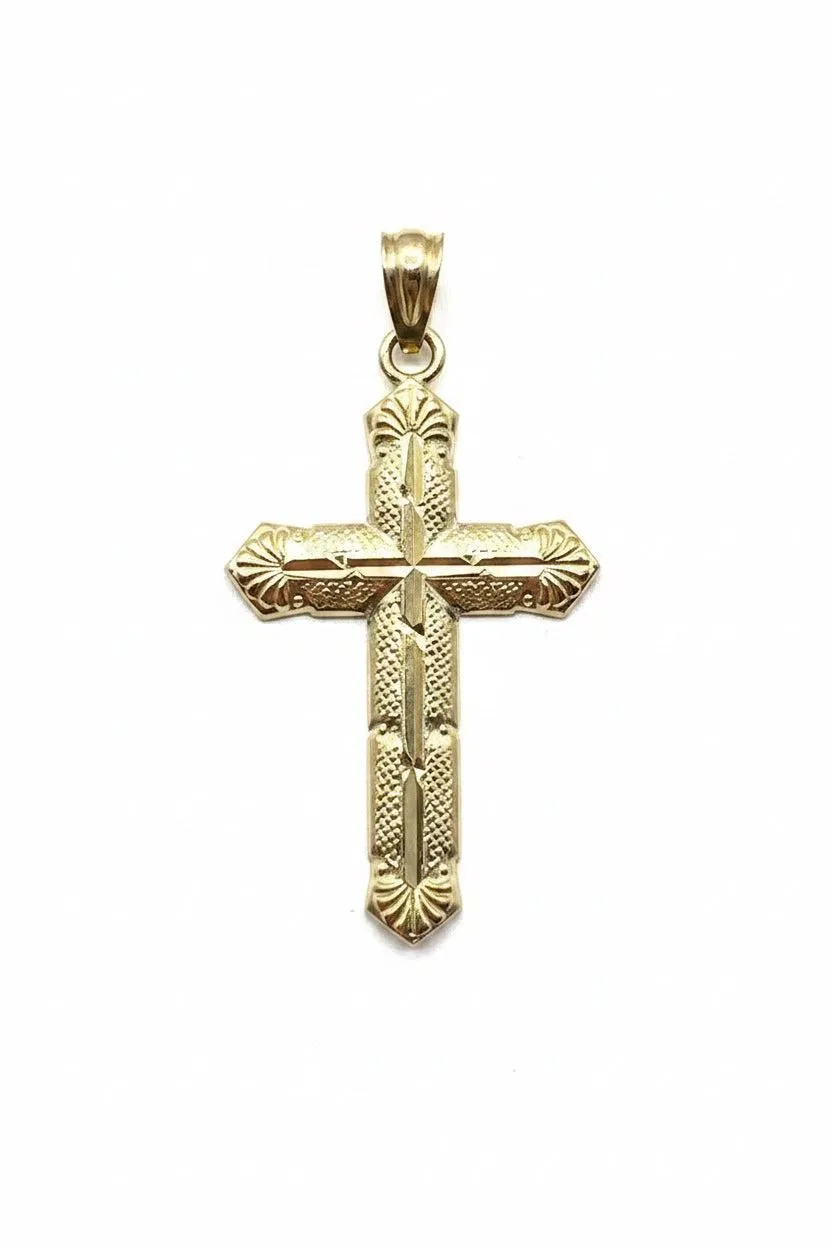 10K Yellow Gold Cross Pendant – Classic Faith Religious Necklace Charm