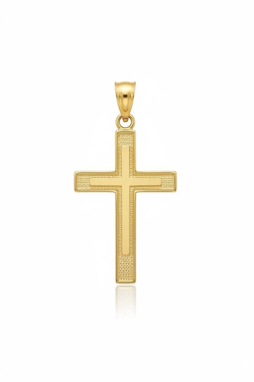 10K Yellow Gold Cross Pendant – Classic Faith Religious Necklace Charm