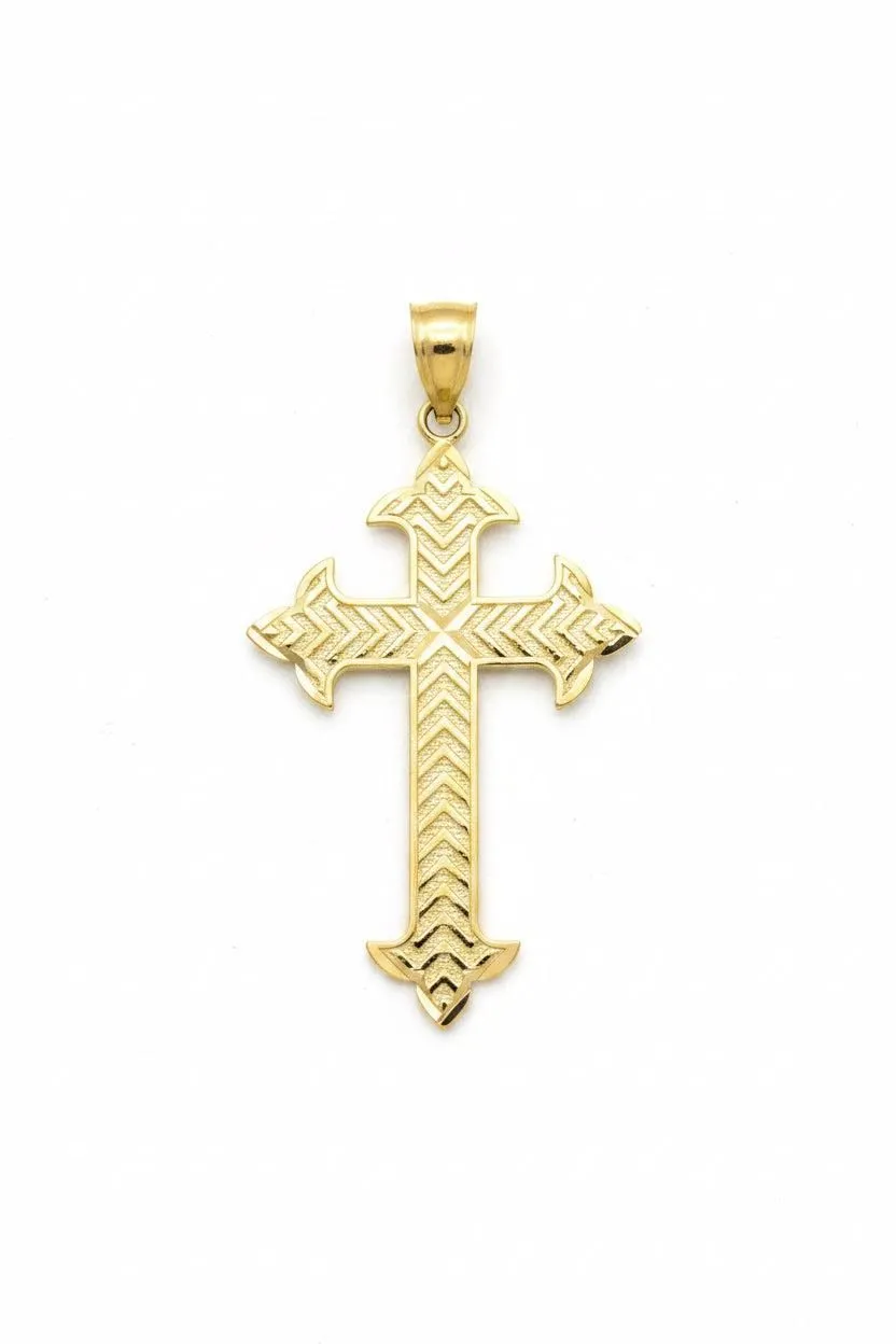 10K Yellow Gold Cross Pendant – Classic Faith Religious Necklace Charm
