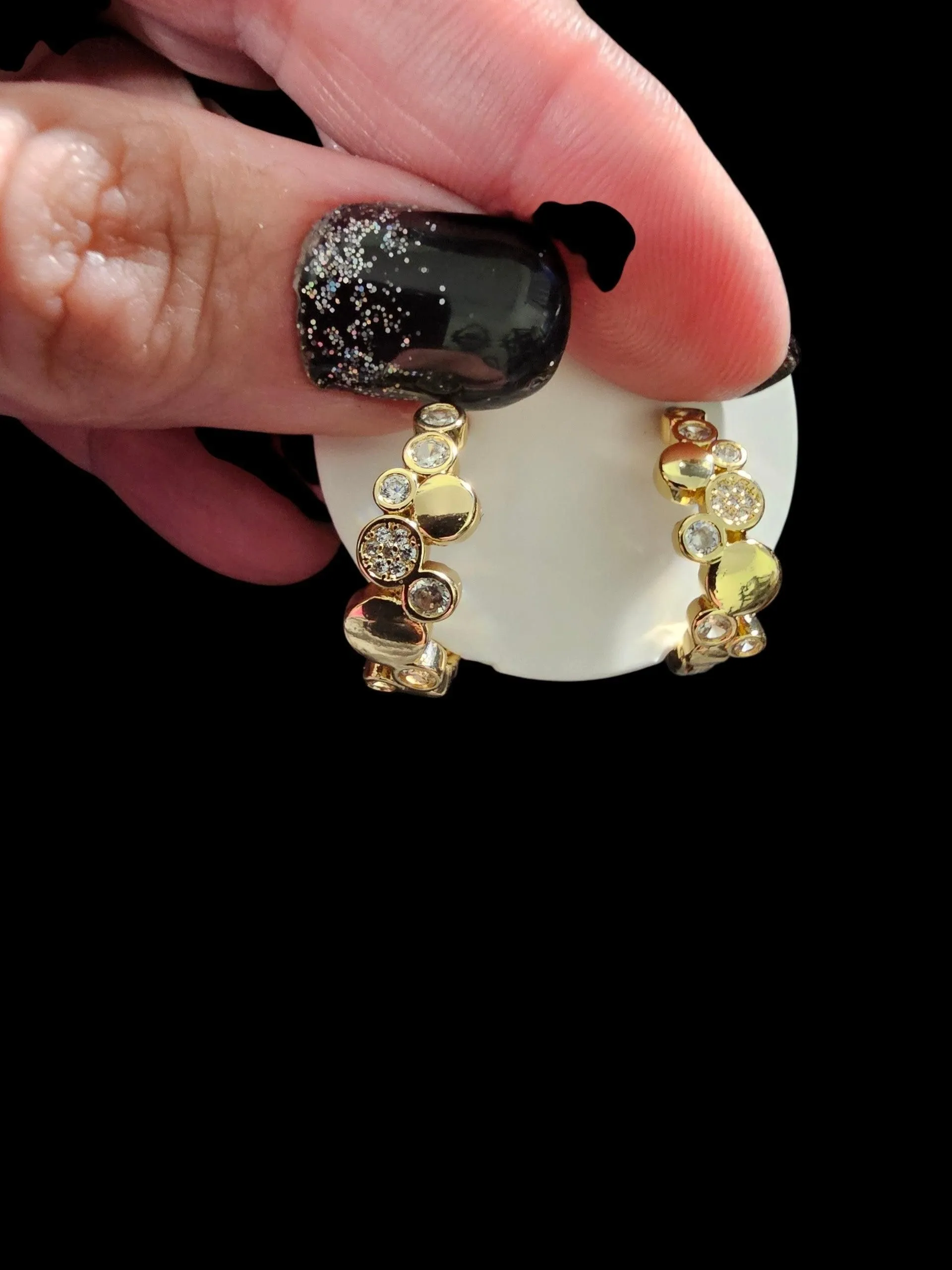 2957 Gold Hoop Earrings with Bling