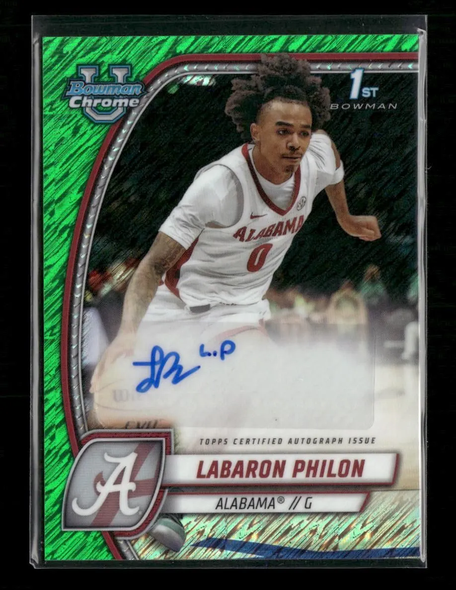 2024-25 Bowman U Chrome Prospects Auto Green Refractor Labaron Philon #/99 #49