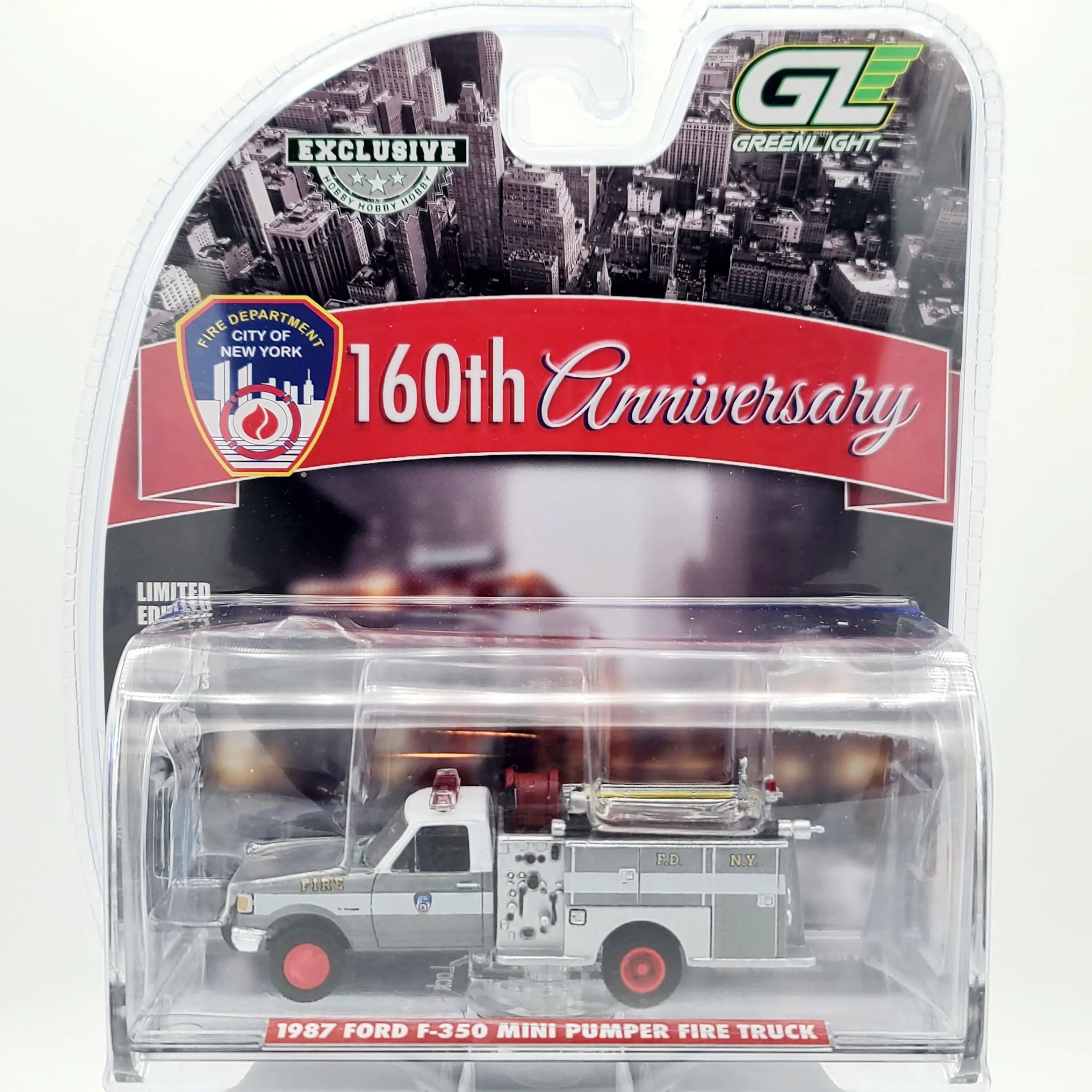 GreenLight - CHASE, RAW - '87 Ford F-350 Mini Pumper Fire Truck "FDNY" - 1:64, 160th Anniversary (2025 Hobby Exclusive)