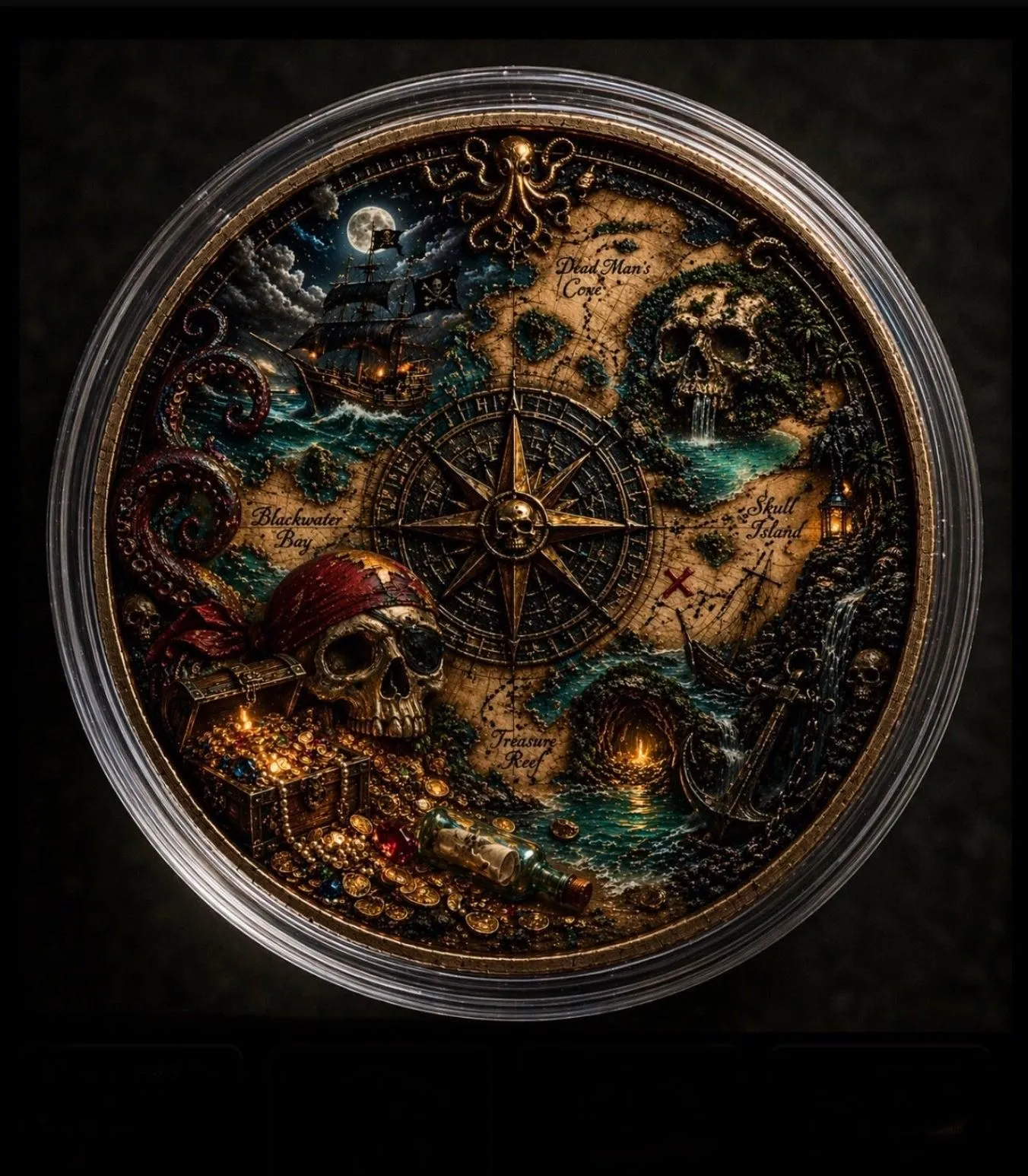 Treasure Cursed Map Pirate 1 AVDP OZ Copper Collectible – Skull Island Nautical Treasure Piece