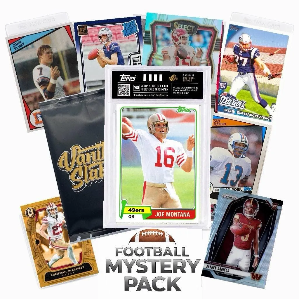 Football Random Variety Pack – Slabbed Hit + Sleeved Inserts + Bonus Pack | Autographs, Rookies, Jerseys, Numbered Cards