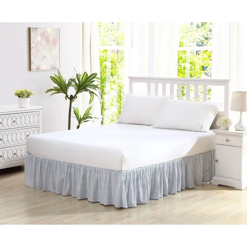 New without box - Queen Solid Ruffled Bedskirt Blue - Laura Ashley