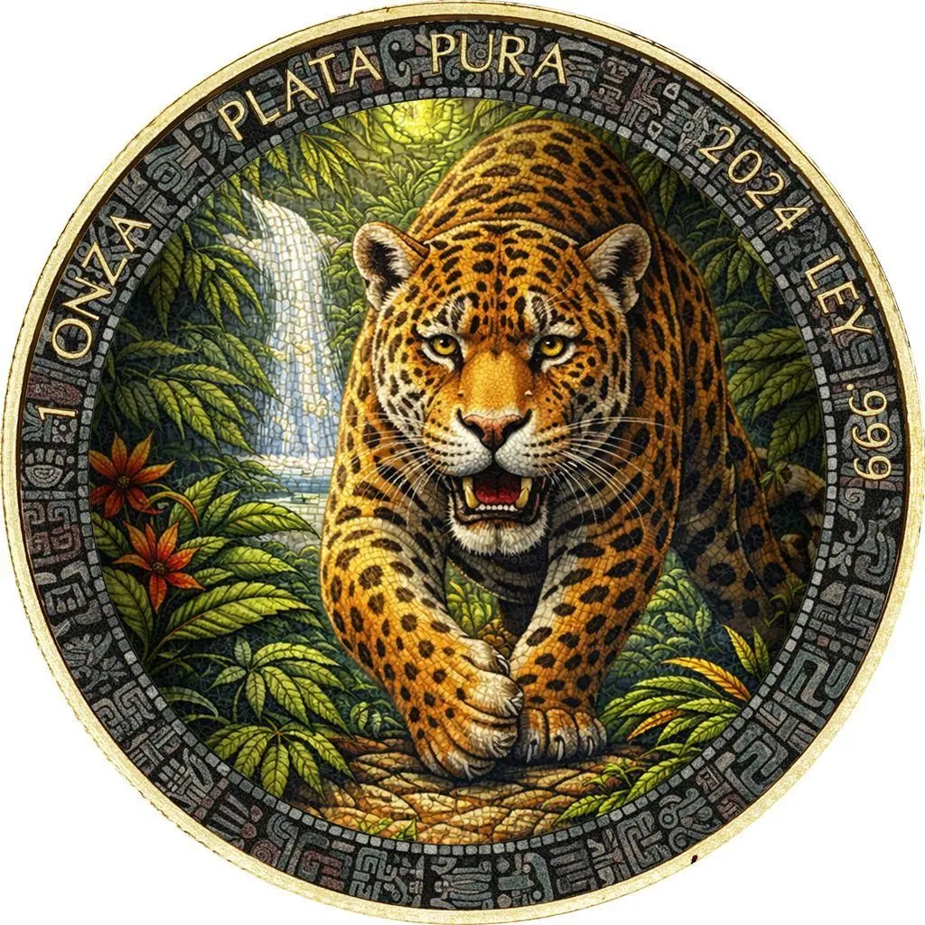 In Stock! 2024 Mexico Libertad Mosaic Jaguar Edition 1 oz Silver Coin (05/11)