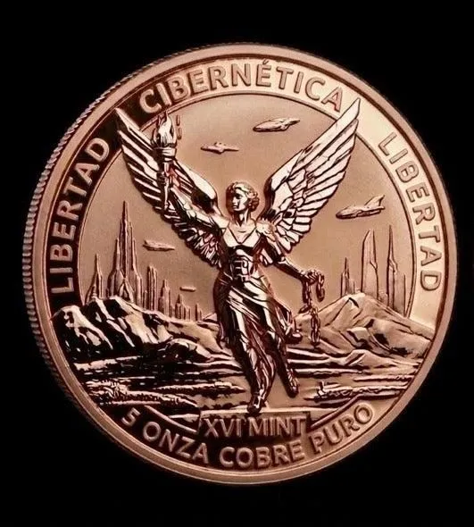 In Stock! XVI Mint Libertad Cibernetica 5 oz Copper Ultra High Relief Reverse Proof -Like Medal (1000 Mintage)