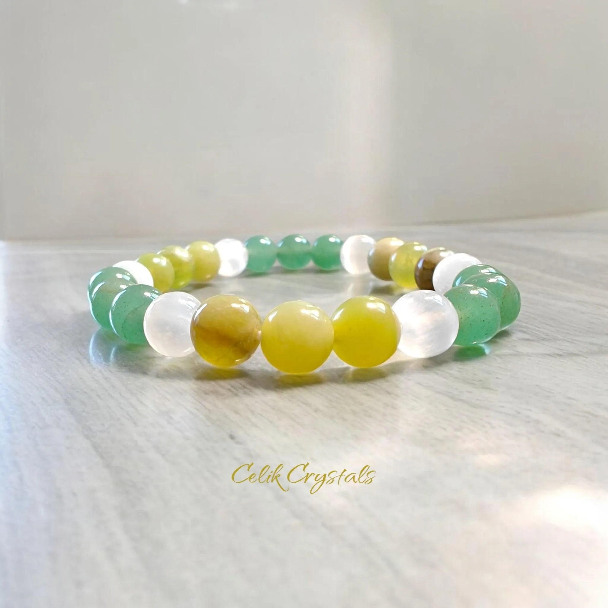 Green Aventurine, Serpentine Jade, Selenite Bracelet